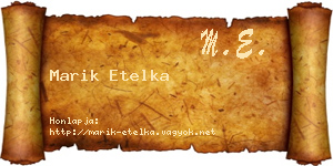 Marik Etelka névjegykártya